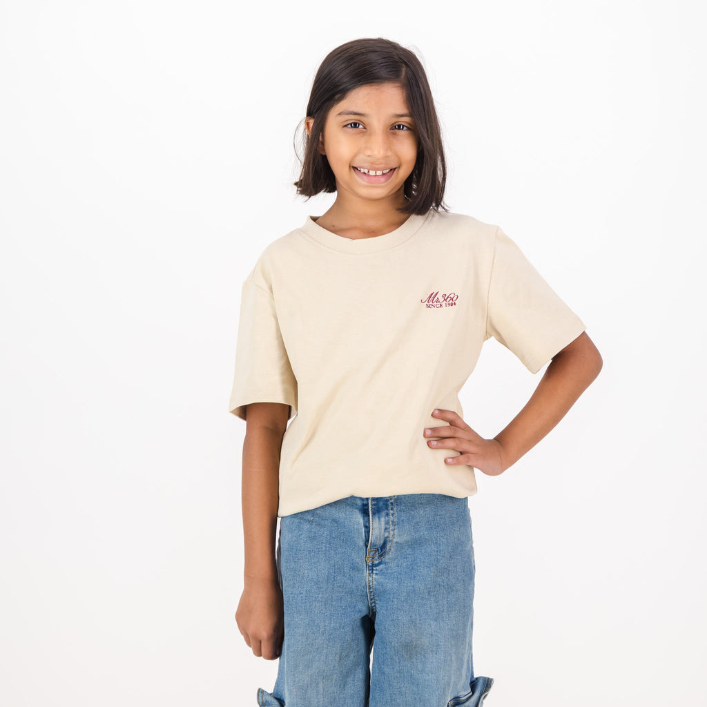 AB de Villiers 360 Back Graphic Kids Crew T-Shirt Ivory