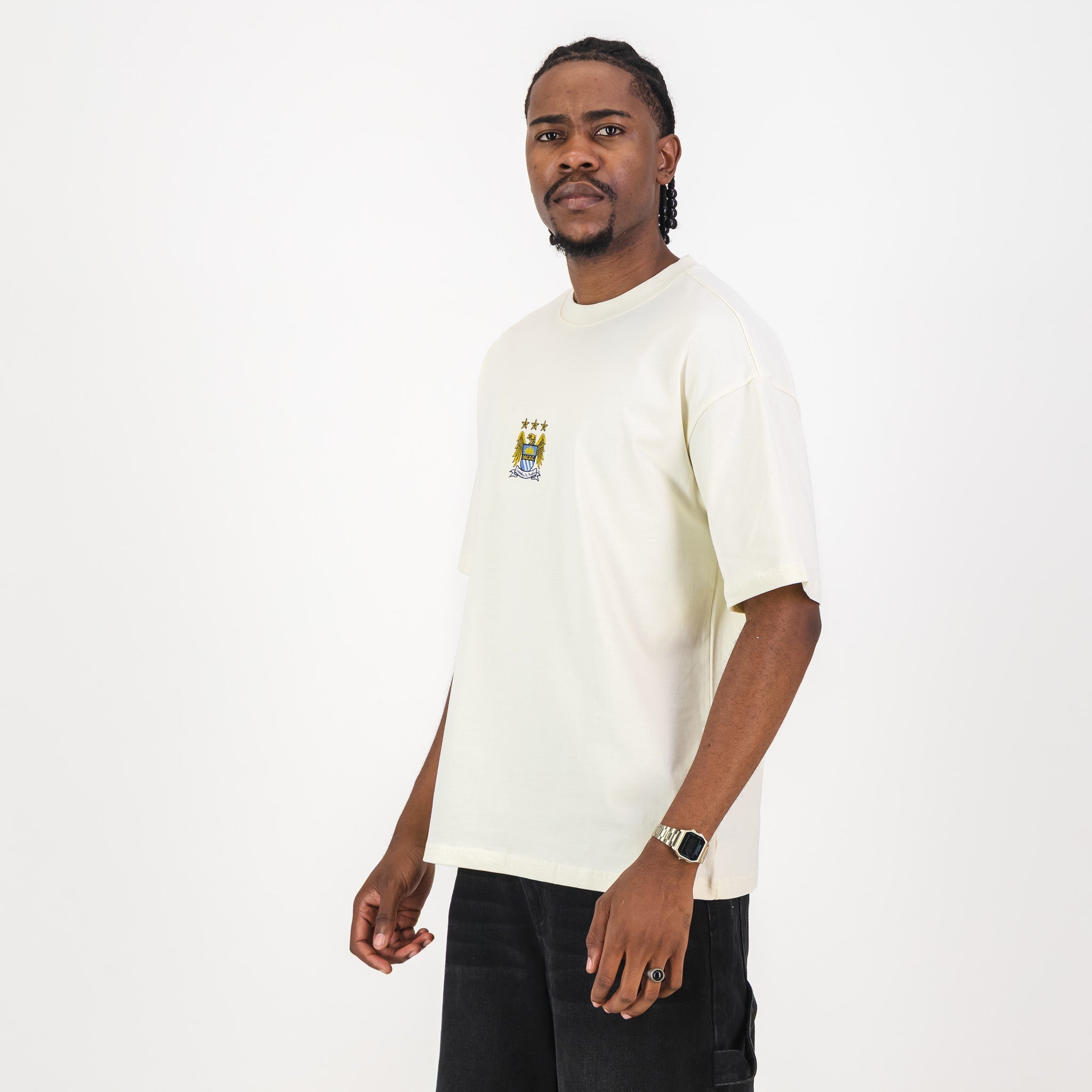 Manchester City Vintage Crest Boxy Tee-Cloud Dancer