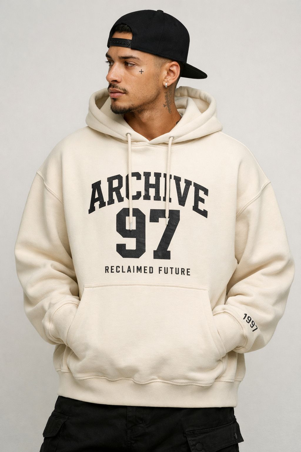 ARCHIVE 97 RECLAIMED FUTURE BEIGE HOODIE