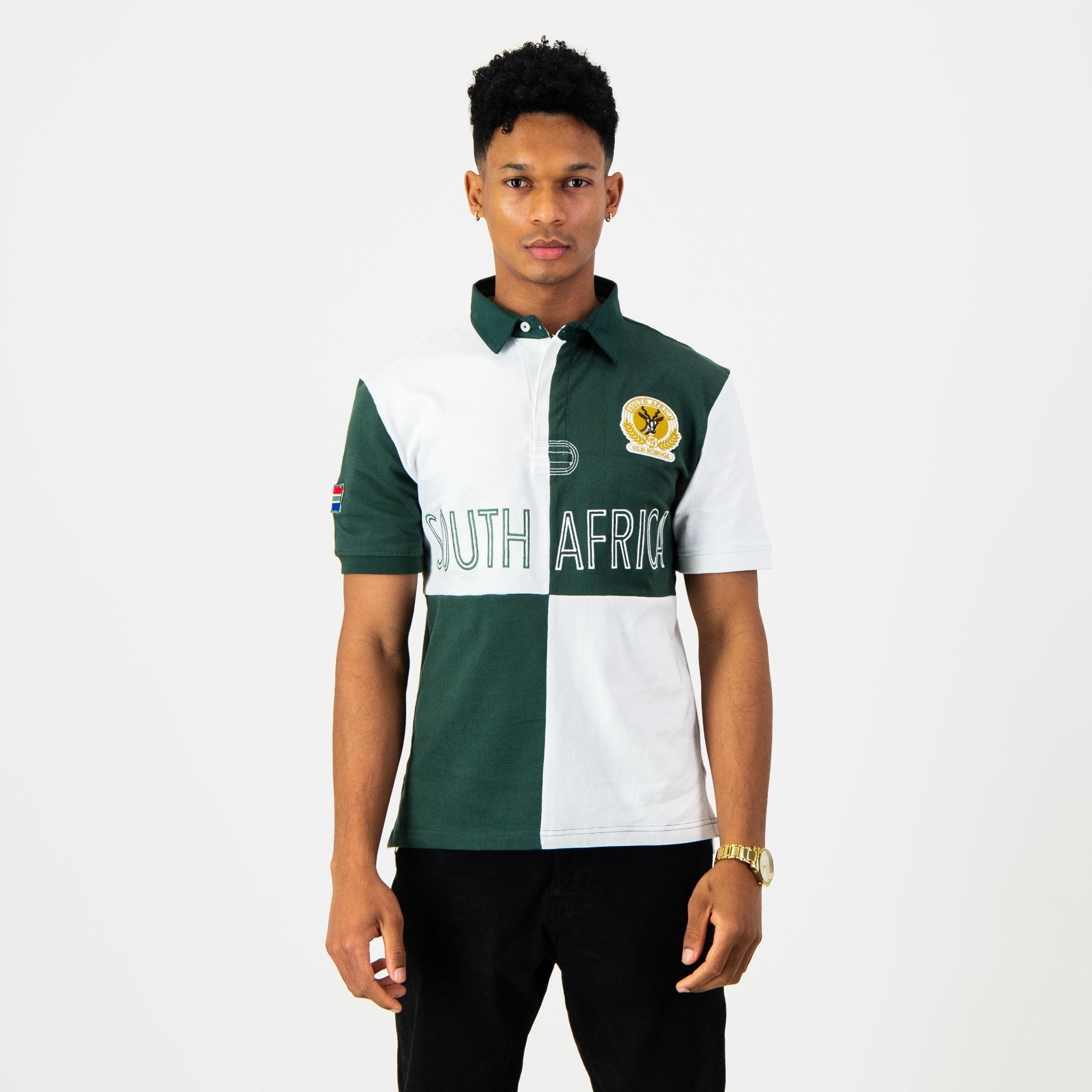 SA Supporters Quartered SS Rugby Jersey-White
